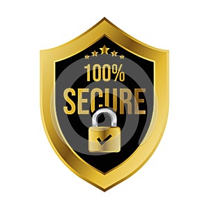 100 Percent Secured Badge, Secure Label, Secured Payment Method, 100% Protected Seal