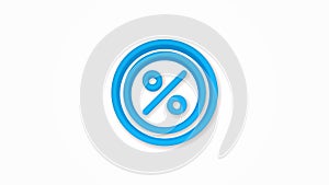 Percent sign, Percentage. Shop discoun realistic icon. 3d line vector illustration. Top view