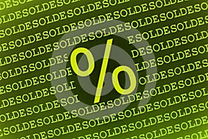 Percent sign on soldes text photo