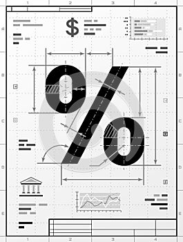 Percentuale come tecnico disegno 