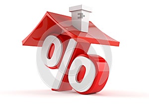 Percent symbol with house roof