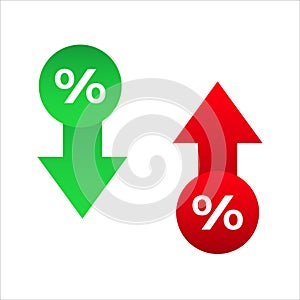 percent symbol increase growth and decrease icon.