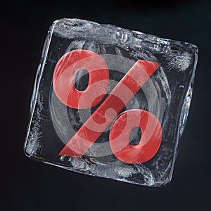 Percent symbol inside ice block