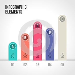 Percentage bar chart vector elements template for infographic and presentation in colorful