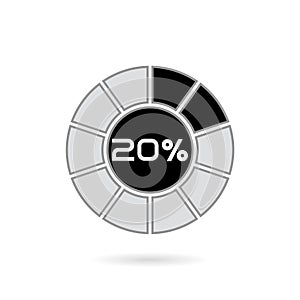 Percentage diagram. 10 20 30 40 50 60 70 80 90 100 percent pie chart. Business infographics template