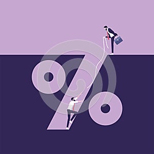 Percentage hole-Business financial crisis concept