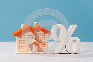 Percentage mortgage calculator or real estate business concept