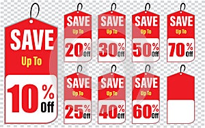 10,20,25,30,40,50,60,70 Percentage OFF Sale Discount Tag, Banner photo
