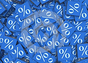 Percentage signs on cubes - 3d rendering