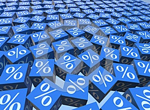 The percentage signs on cubes - 3d rendering