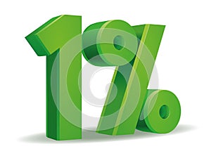 Percentage vector in green color, 1