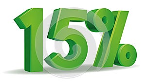 Percentage vector in green color, 15