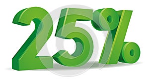 Percentage vector in green color, 25