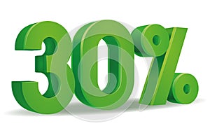 Percentage vector in green color, 30