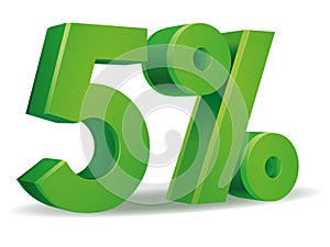 Percentage vector in green color, 5