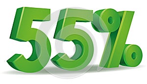 Percentage vector in green color, 55