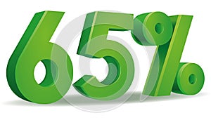 Percentage vector in green color, 65