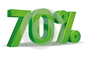 Percentage vector in green color, 70