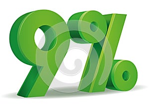 Percentage vector in green color, 9