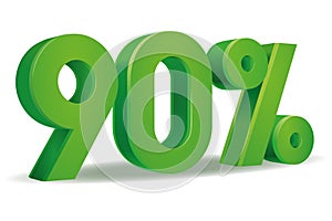 Percentage vector in green color, 90