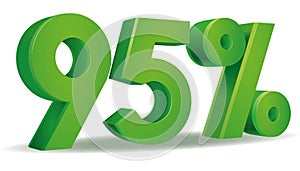 Percentage vector in green color, 95
