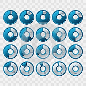 Percentage vector infographic symbols set. Isolated icons on gransparent. 5 10 15 20 25 30 35 40 45 50 55 60 65 70 75 80 85 90 95