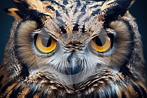 Perceptive Owl portrait bird face. Generate Ai