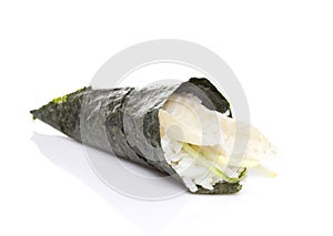 Perch sushi temaki isiolated on white