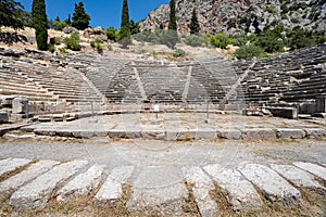 The ancient greek theater of Delphi in the archaeological site in Delphi, Fokida, Greece