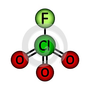 Perchloryl fluoride gas molecule icon