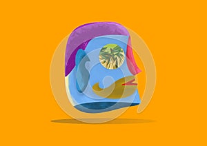 STONE HEAD ARTISTIC MODERN ILLUSTRATION