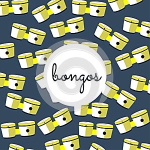 Percussion bongos on colored background with text photo