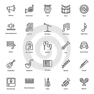Percussion Instrument line Icons Pack