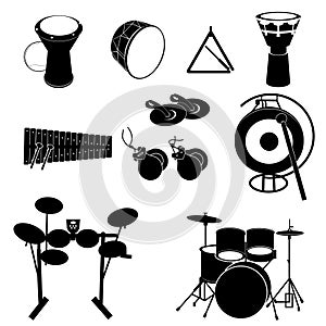 Percussion instruments - drums, gong, triangle and more