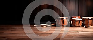 percussion instruments in wood background