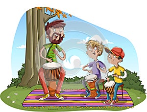 Percussion music with djembe.