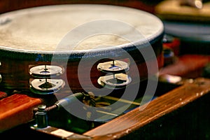 percussion musical instrument of a symphony orchestra tambourine