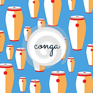 Percussionconga on colored background with text