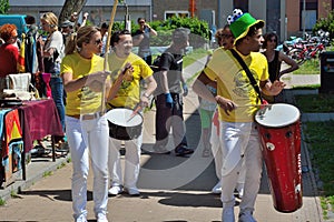 Percussionists in close up at festival