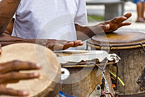 Percussionists playing their instruments