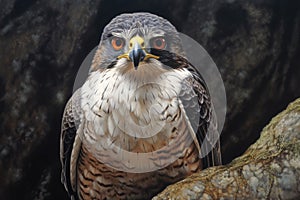 peregrine falcon perched, eyes locked on target