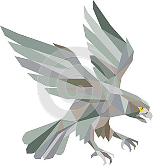 Peregrine Falcon Swooping Grey Low Polygon