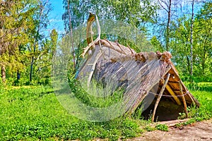 Traditional Slavic pit-house, Pereiaslav Scansen, Ukraine photo