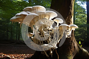 Perennial Polypore fungi tree. Generate Ai