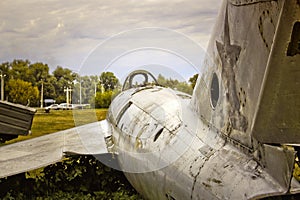 Pereyaslav-Khmelnitsky, Ukraine - August 11, 2019: Old military equipment. Abstract photo. Old plane