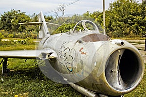 Pereyaslav-Khmelnitsky, Ukraine - August 11, 2019: Old military equipment. Abstract photo. Old plane