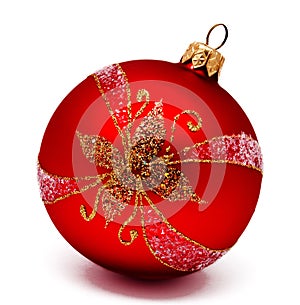 Perfec red christmas ball isolated