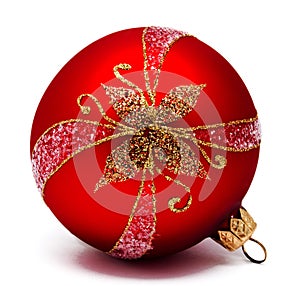 Perfec red christmas ball isolated