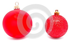 Perfec two red christmas balls isolated