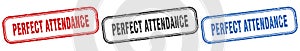 perfect attendance square isolated sign set. perfect attendance stamp.